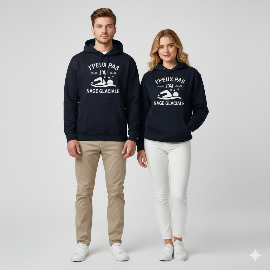 Sweat-shirt à capuche unisexe Nage Glaciale